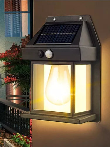 foco solar estilo farol de pared