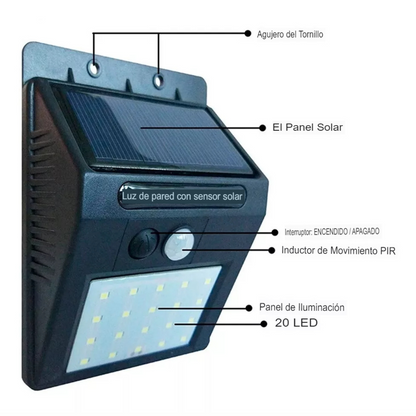 foco solar 30 LED con sensor